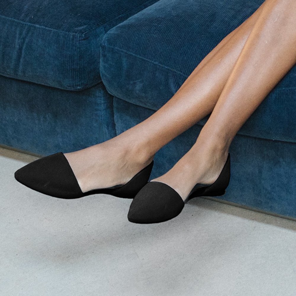 NATIVE Shoes Velvet Audrey Vegan d'Orsay Flats in Jiffy Black | Size 10 US